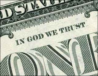 Every time you use your money you involve god into it ( at least according to your beliefs ).