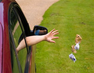 Throwing rubbish from the car window
