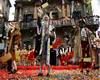 Three Kings parade in Spain and mountain of rubbish